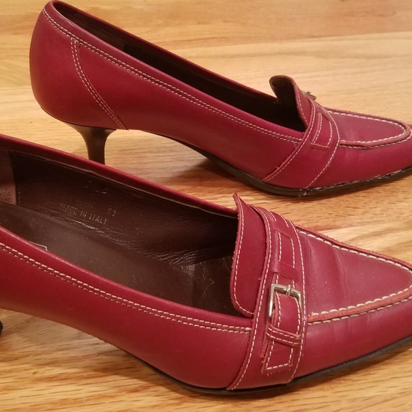 Coach Slip On Loafers Pumps Burgundy Leather - Picture 4 of 7